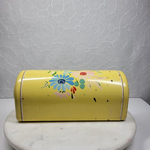 VTG Ransburg Hand Painted Metal Paper Towel Holder Yellow Floral Wall Mount - Picture 2 of 16